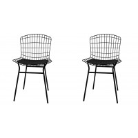 Manhattan Comfort 2-197AMC3 Madeline Chair, Set of 2 with Seat Cushion in Black